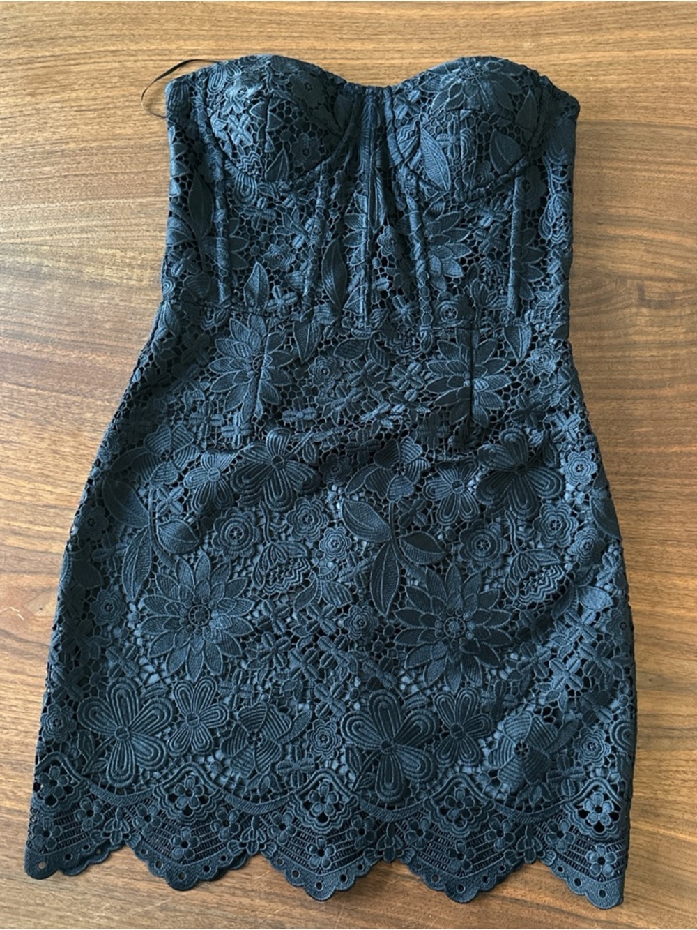 Generation Love Black Strapless Floral Lace Dress